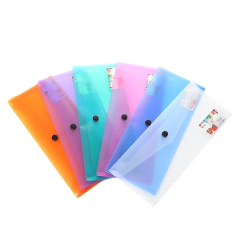 GARIOUANS 6 Stück Transparente Kunststoff Dokumentenmappen mit Druckknopf Langlebige Aufbewahrungstaschen für Wichtige Dokumente Leichte Praktische Organizer für Schule und Zufällige Farbe von GARIOUANS