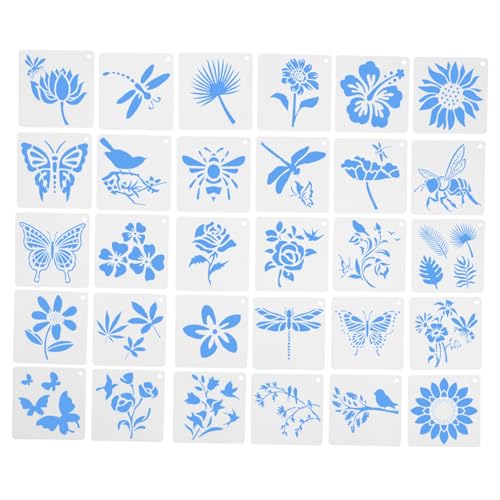 GARIOUANS 60 Stück Teiliges DIY Schablonen Blumen Schmetterlinge Malvorlagen Kunststoff Wandstencils für Basteln Dekorieren Handwerk von GARIOUANS