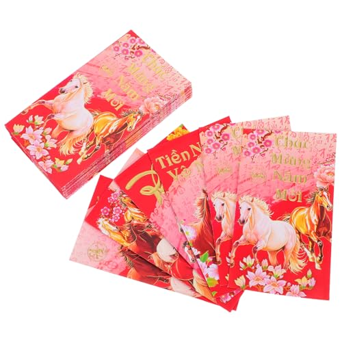 GARIOUANS 60 Stück Vietnamesische Rote Neujahrsumschläge Geldpakete Jahr Des Pferdes – Rote Papierumschläge Für Bargeld – Geldtaschen Frühlingsfest von GARIOUANS