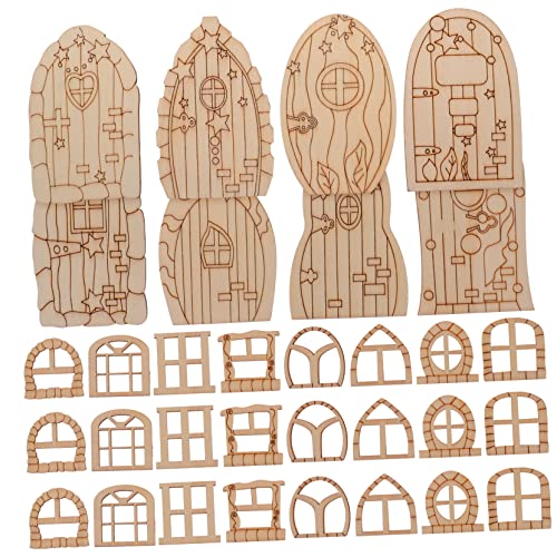 GARIOUANS 64Stücke Mini Feentüren Unlackiertem Holz Leere Miniaturtüren für Malprojekte für Feenhaus Dekoration im Garten und Kinderhandwerk von GARIOUANS