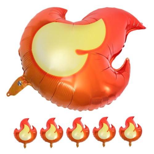 GARIOUANS 6Stücke Flammenballons aus Aluminiumfolie für Mottopartys Kreative Feuerdekorationen für Jungengeburtstage Leicht Aufzublasen und Langlebig von GARIOUANS