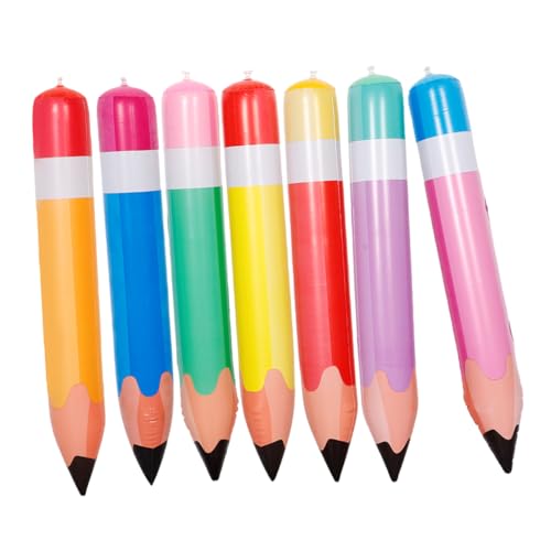 GARIOUANS 7 Stück Teiliges PVC Aufblasbare Bleistifte Schulanfangsdekoration für Klassenzimmer Einfache Montage Design Sicher und Dekorativ in Orange Gelb Blau Grün Rot von GARIOUANS