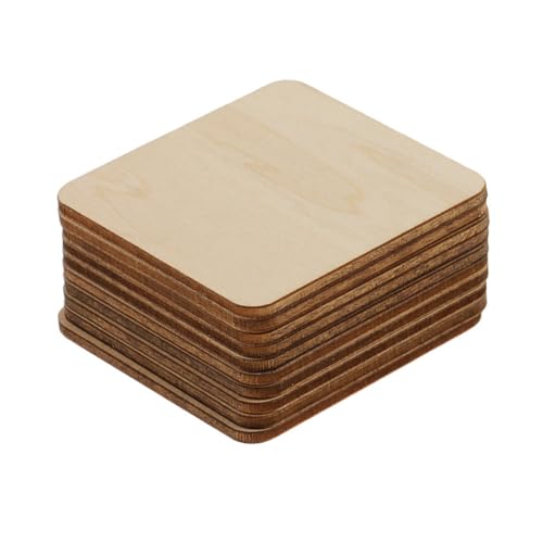 GARIOUANS 72 Stück Teiliges Naturbelassene Holzscheiben Quadratisch mit Abgerundeten Ecken Kreative Holzplättchen für DIY basteln Handgefertigte Holzdeko für Party Hochzeit von GARIOUANS