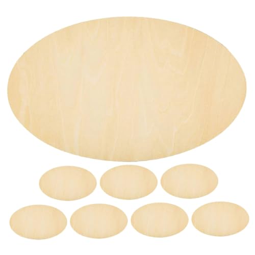 GARIOUANS 8 Stück Ovale Holzspäne Wohnkultur Kunsthandwerk Unfertige Holzscheiben Unbehandeltes Ovales Holz Rohlinge Aus Holz Unfertige Holzplatte Holzformen Ovale Holzformen Buchsbaum Beige von GARIOUANS