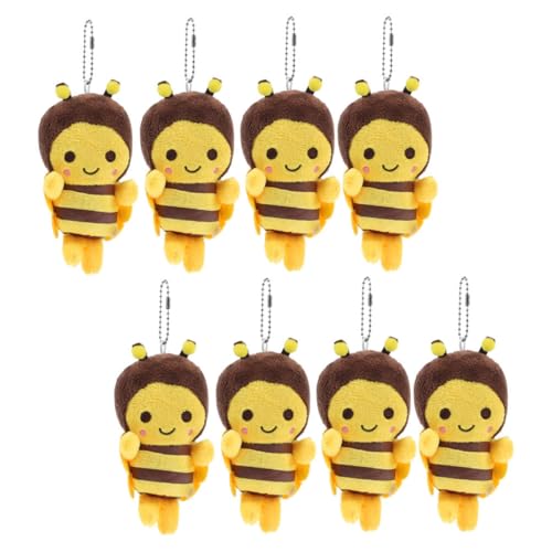 GARIOUANS 8 Stück Teiliges Plüsch Biene Schlüsselanhänger Weicher Flauschiger Bienen anhänger für Taschen Partydeko und Geschenk Niedliche Bee Keychain Dekoration für Sammler von GARIOUANS