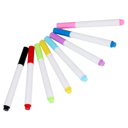 GARIOUANS 8 Stück Teiliges Whiteboard Marker Trocken Abwischbare Filzstifte Wasserbasierte Farben Rot Grün Blau Schwarz Gelb Hellblau Rosa für Schule Büro Zuhause von GARIOUANS