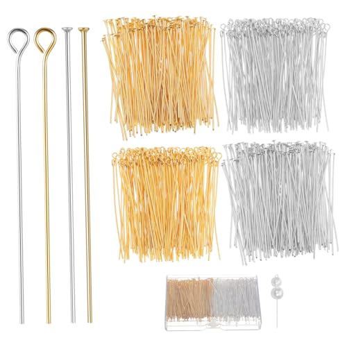 GARIOUANS 800 Stück DIY Schmuck Zubehör Metall Stecknadeln mit Flachkopf und Ösen für Basteln Ketten Armbänder und Ohrringe für Schmuckherstellung und Kreative Projekte von GARIOUANS