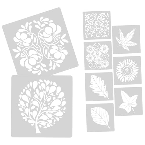 GARIOUANS 9 Stück Teiliges Blumen Schablonen aus Pet Große Wiederverwendbare Wandmalerei Schablonen für DIY Acrylmalerei und Dekorative Blumenmuster und Glatten Oberflächen von GARIOUANS