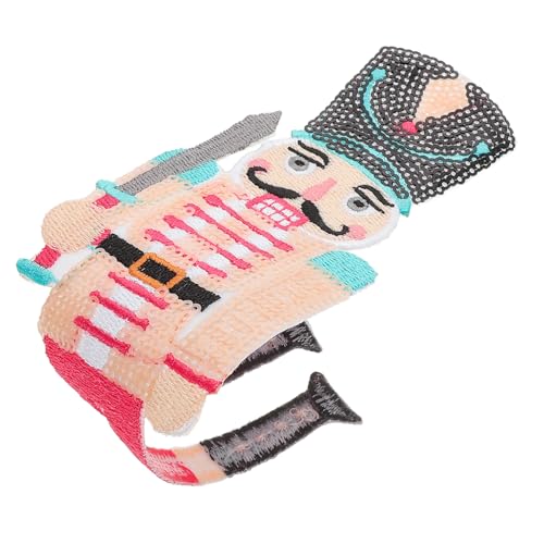 GARIOUANS Bestickter Aufnäher zum Aufbügeln Nutcracker Soldier Pailletten Patch Cartoon DIY Applikation für Kleidung Rucksack Jacke Zubehör Langlebig und Einfach Anzubringen von GARIOUANS