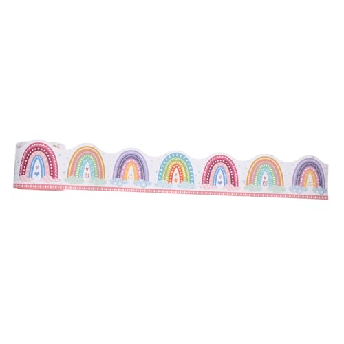 GARIOUANS Boho Pinnwand Bordüre Regenbogen Dekoration Selbstklebend für Klassenzimmer Lange Bordüre für Schulanfang Kreative Wandgestaltung mit Ansprechendem Design von GARIOUANS