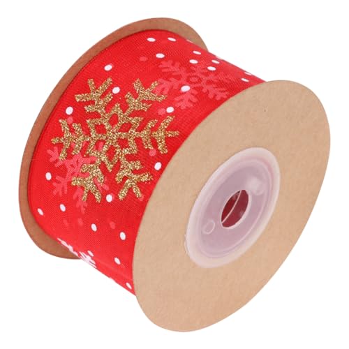 GARIOUANS Breites Schneeflocken Dekoband mit Glitzereffekt Rotes Geschenkband für Weihnachten DIY Bastelband für Geschenkverpackung Haarschleifen Weihnachtsbaum und Partydekoration von GARIOUANS
