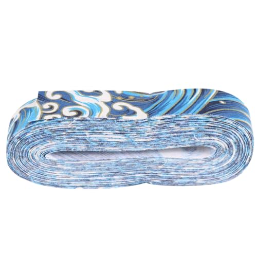 GARIOUANS Bunt Bedrucktes Baumwollband Breit Glatte Textur Farbenfrohes DIY Geschenkband für Handarbeit Hochzeit Schmuckherstellung Scrapbooking Blau von GARIOUANS
