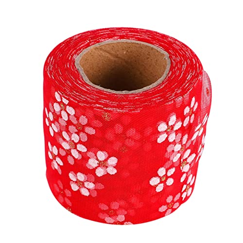 GARIOUANS DIY Netzband mit Kleinen Pflaumenblüten Rotes Dekorationsband für Kopfschmuck Kleidung und Bastelarbeiten Yards von GARIOUANS