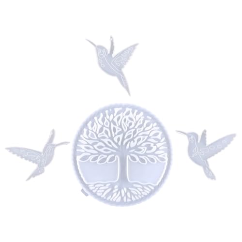 GARIOUANS DIY Silikonform Lebensbaum und Vogel Anhänger Gießform für Epoxidharz Schmuck Basteln Wanddeko für Kreative Handarbeiten von GARIOUANS