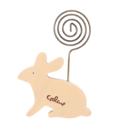 GARIOUANS Desktop-fotohalter Osterschmuck Büro-memo-halter Kaninchenfigur Home-memo-halter Kaninchen-desktop-ornament Desktop-dekoration Osterhasen Schmuck Ostern-skulptur Holz Khaki von GARIOUANS