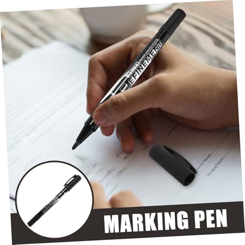 GARIOUANS Doppelkopf Marker Stift Schwarz Schnelltrocknend mit Kunststoffclip Nachfüllbar Geeignet für Glas Leder Kunststoff Metall Tragbarer Vielseitiger Permanent Filzstift von GARIOUANS