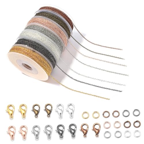 GARIOUANS Edelstahl Schmuckkette mit Karabinerverschlüssen und Sprungringen Farben für DIY Halsketten Armbänder Schmuckherstellung und Reparatur GARIOUANS Edelstahl Schmuckkette mit Karabinerverschlüssen und Sprungringen Farben für DIY Halsketten Armbänder Schmuckherstellung und Reparatur von GARIOUANS