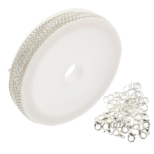 GARIOUANS Eisenkette für Schmuckherstellung Silberfarbene DIY Kettenmaterialien mit Robustem Karabinerverschluss und Runden Gliedern für Armbänder und Halsketten zum Basteln und GARIOUANS Eisenkette für Schmuckherstellung Silberfarbene DIY Kettenmaterialien mit Robustem Karabinerverschluss und Runden Gliedern für Armbänder und Halsketten zum Basteln und von GARIOUANS