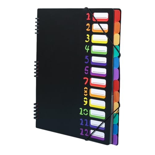 GARIOUANS Erweiterbarer Dateiordner mit Farbigen Fächern Spiralbindung Transparenter Vorderseite Sicherem Verschluss Handlich und Tragbar für Büro und Schule zur Dokumentenorganisation von GARIOUANS