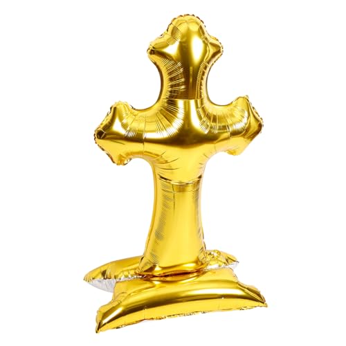 GARIOUANS Folienballon Kreuz Gold Dekorativer Prop für Taufe und Babyparty Einzeln Verpackt Festliche Partydekoration für Osterfest und Erstkommunion von GARIOUANS