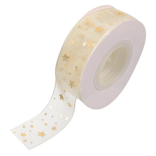 GARIOUANS Goldfarbenes Geschenkband mit Sternen Dekoratives Schleifenband für Geschenkverpackung DIY Bastelband Vielseitiges Dekoband für Frühlings und Sommerdekoration Strapazierfähig und von GARIOUANS