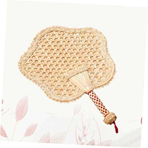 GARIOUANS Handgefertigter Handlicher Rohrkolben fächer Gelb Fünfzackig Sommerlicher Natürlicher Kühlventilator Tragbarer Dekorativer Handfächer für Strand und Party von GARIOUANS