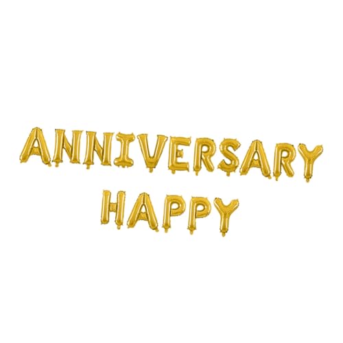GARIOUANS Happy Anniversary Buchstaben Folienballons Set Goldene Aluminium Luftballons Dekoration für Hochzeitsfeier Party Wohnzimmer Schlafzimmer Fest von GARIOUANS