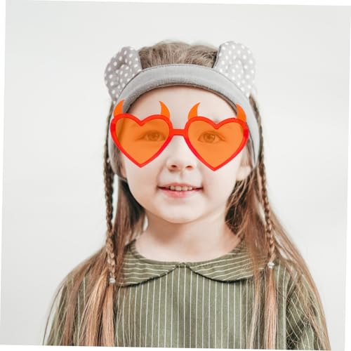 GARIOUANS Herzförmige Sonnenbrille Rot Valentinstag Partybrille Kreative Teufelshorn Brille Fotorequisit Für Freunde von GARIOUANS