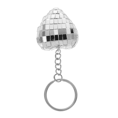 GARIOUANS Herzförmiger Disco Kugel Schlüsselanhänger Silber Spiegel Party Deko Bachelorette Stylischer Anhänger für Taschen und Schlüssel von GARIOUANS