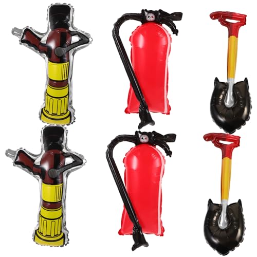 GARIOUANS Luftballon Feuerwehr Thema Teiliges mit Aufblasbaren Feuerlöscher Schaufel und Hydrant Ballons für Feuerwehrpartys Sichere Aluminiumfolie Einfach zu Verwenden Wiederverwendbar von GARIOUANS