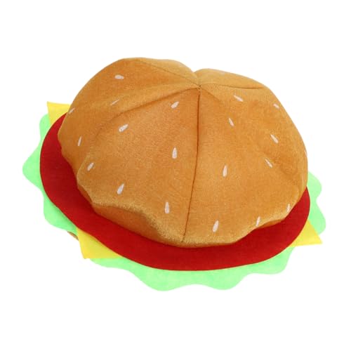 GARIOUANS Lustige Burger Mütze Gelb Kreative Hamburger Kopfbedeckung Party Baskenmütze Kostüm Foto Requisite für Karneval Halloween Feier von GARIOUANS