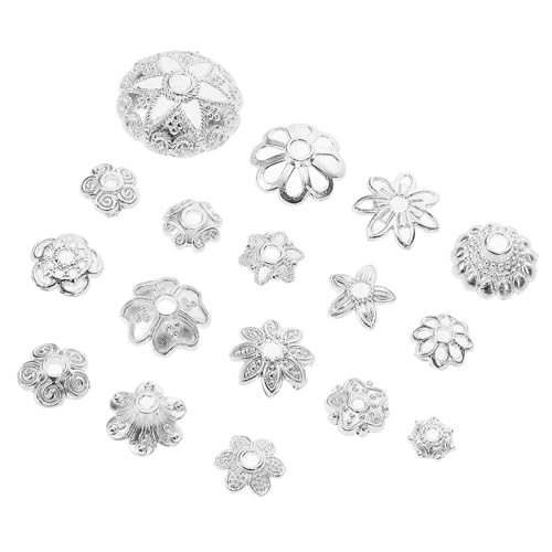 GARIOUANS Metall perlenkappen Blumenform Langlebig DIY Schmuckzubehör für Armbänder Halsketten Basteln Silberfarben Robuste Spacer Endkappen für Kreative Schmuckherstellung von GARIOUANS