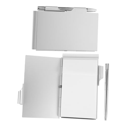 GARIOUANS Mini Notizbuch mit Aluminiumcover Robust und Abnehmbare Austauschbarem Stift Handlich für Büro und Unterwegs Silberner Metall Notizblock mit Halter GARIOUANS Mini Notizbuch mit Aluminiumcover Robust und Abnehmbare Austauschbarem Stift Handlich für Büro und Unterwegs Silberner Metall Notizblock mit Halter von GARIOUANS