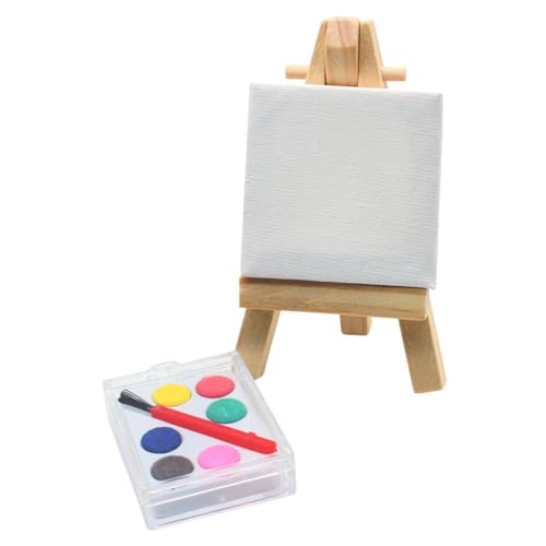 GARIOUANS Mini Staffelei aus Holz und Kunststoff Kleines Malbrett Dekoratives Mini Leinwandmodell für Puppenhaus Kreatives Miniaturhaus Dekorationsset Langlebiges Tragbares Miniatur von GARIOUANS