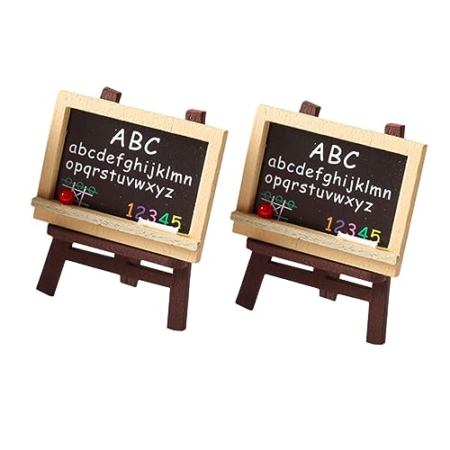 GARIOUANS Miniatur Staffelei Holz mit Abc Kreidetafeln Teiliges Puppenhaus Zubehör Langlebige Miniatur Dekoration für DIY Puppenhaus Sichere und Fotorequisiten von GARIOUANS