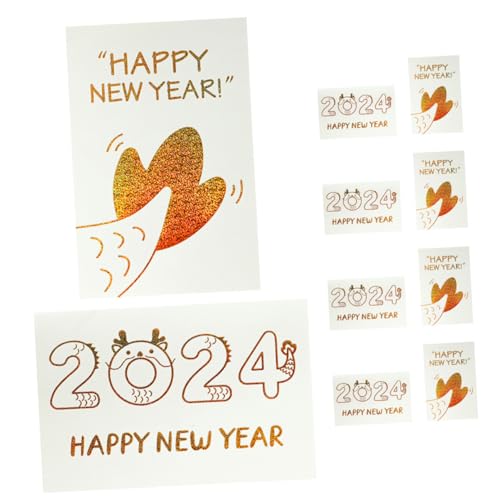 GARIOUANS Neujahrskarten Klappkarten mit Goldprägung Cartoon-design Drachenjahr mit Umschlägen Festliche Neujahrsgrüße für Familie Freunde Kollegen GARIOUANS Neujahrskarten Klappkarten mit Goldprägung Cartoon-design Drachenjahr mit Umschlägen Festliche Neujahrsgrüße für Familie Freunde Kollegen von GARIOUANS
