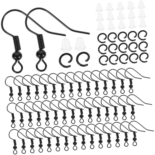 GARIOUANS Schwarze Ohrhaken mit Perle und Draht Nickelfreie Ohrschmuck haken für DIY Schmuckherstellung Sichere Ohrringhalter für Bastelarbeiten und Modische Anhänger von GARIOUANS