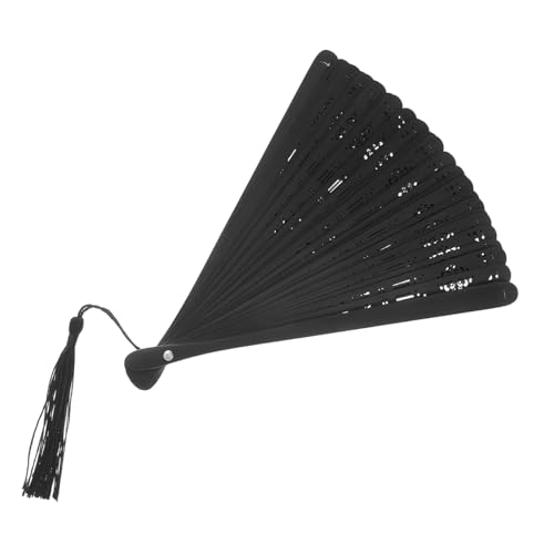 GARIOUANS Schwarzer Faltbarer Handfächer Mit Quaste Chinesischer Tanzfächer Im Vintage-stil Ausgehöhlter Fächer Für Frauen Und Mädchen Für Hochzeiten Und Kulturelle von GARIOUANS