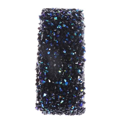 GARIOUANS Schwarzes und Blaues Strassgürtel Meshband mit Diamanten Breit Selbstklebend Hitzebeständig für Brautkleider Hochzeitsdeko Bastelarbeiten und Abendkleider von GARIOUANS