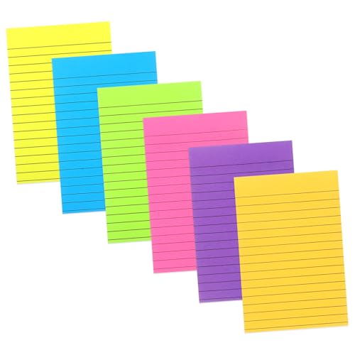 GARIOUANS Selbstklebende Notizblöcke Linierte Fluoreszierende Memo Pads Kreative Haftnotizen mit Starkem Kleber Vielseitig Verwendbar für Büro Schule und Haushalt von GARIOUANS