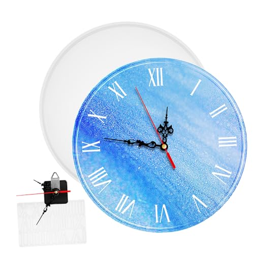GARIOUANS Silikon Uhr Gießform für Epoxidharz DIY Uhr Bastelkit Flexible Langlebige Runde Uhrform mit Römischen Ziffern Wiederverwendbar für Heimdekoration und Geschenkgestaltung von GARIOUANS
