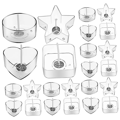 GARIOUANS Teelichthalter mit Dochten Teelichtbecher und Dochte für DIY Kerzenherstellung Verschiedene Formen Wie Herz Stern für Kreative Projekte von GARIOUANS