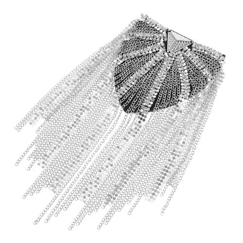 GARIOUANS Vintage Schulterklappen mit Quasten und Strassbesatz Metall Schulterepauletten für Damen Dekorative Retro Schulterpasse für Anzug und Kostüm Silberfarbene Schmuck Applikation GARIOUANS Vintage Schulterklappen mit Quasten und Strassbesatz Metall Schulterepauletten für Damen Dekorative Retro Schulterpasse für Anzug und Kostüm Silberfarbene Schmuck Applikation von GARIOUANS