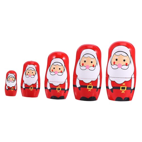 GARIOUANS Weihnachtsmann Holzfigur Matryoshka Handgezeichnete Lustige Weihnachtsdeko Holzornament für Tisch und Auto von GARIOUANS