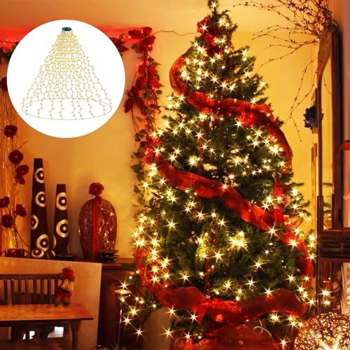Lichterkette Weihnachtsbaum, 2M 400LED Christbaumbeleuchtung mit Ring und 16 Girlanden, LED Weihnachtsbaumbeleuchtung Weihnachtsbaum Lichterkette für 150cm, 180cm, 210cm, 240cm Tannenbaum von GARITE