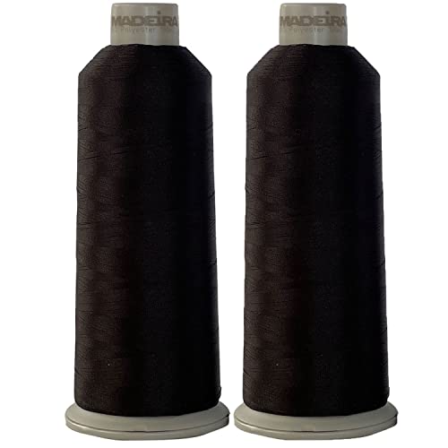 Madeira Stickgarn – Madeira 1800 – (2 Stück) schwarzes Stickgarn – 4500 m für Allzwecknähen, Kegel, riesige Spule, Stickmaschine von GARIZZE