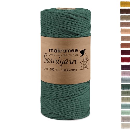 GARNIYARN Premium Makramee Garn 3mm – Weiches Baumwollseil für Macrame, DIY-Bastelprojekte, Wandbehänge, Pflanzenhänger und Wohnaccessoires, Stricken – 100% Natürlich Cotton – (Christmas Tree,100m) von GARNIYARN