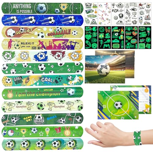 GAROMIA 12 Flipper Fußball Spiele 12 Flipper Einladungskarten 10 Fußball Leuchtend Tattoo Kinder Jungen Fussball Party Set Fußball Tütenfüller Gastgeschenk Party Kindergeburtstag Mitgebsel von GAROMIA