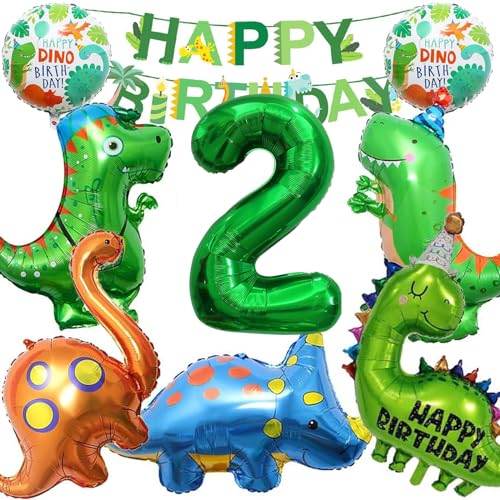 GAROMIA Dino Geburtstag Deko 2 Jahre Dinosaurier Ballon Geburtstag 2 Dinosaurier Folienballons 2 Jahre Kindergeburtstag Dschungel Geburtstag Deko für Jungen 2 Geburtstag Party von GAROMIA