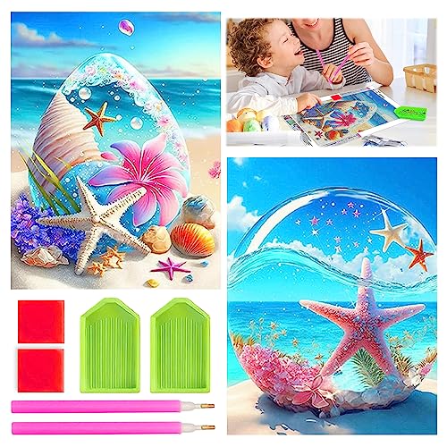 GAROMIA Diamond Painting Erwachsene 2 Stück 5D Diamond Painting Strand Diamant Painting Seesterne Diamant Painting Bilder für Erwachsene Kinder Home Wand Dekor 30x40cm von GAROMIA